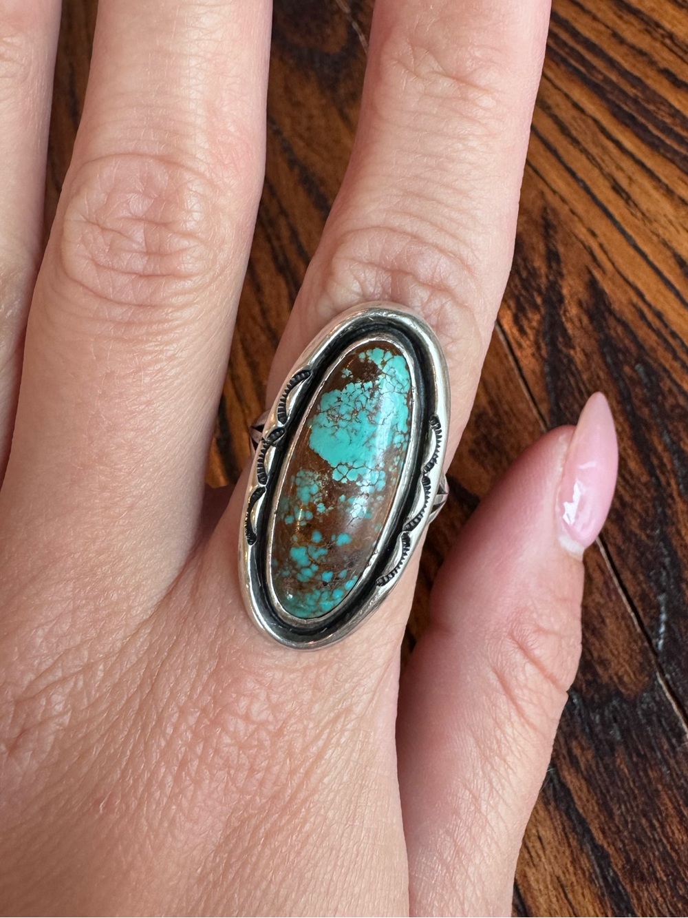 Vintage Shandow Box Turquoise with Brown Matrix Ring